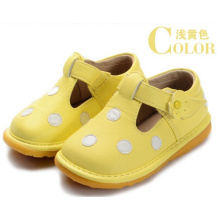 Baby Girl Squeaky Shoes Yellow Wth White Polka Dots